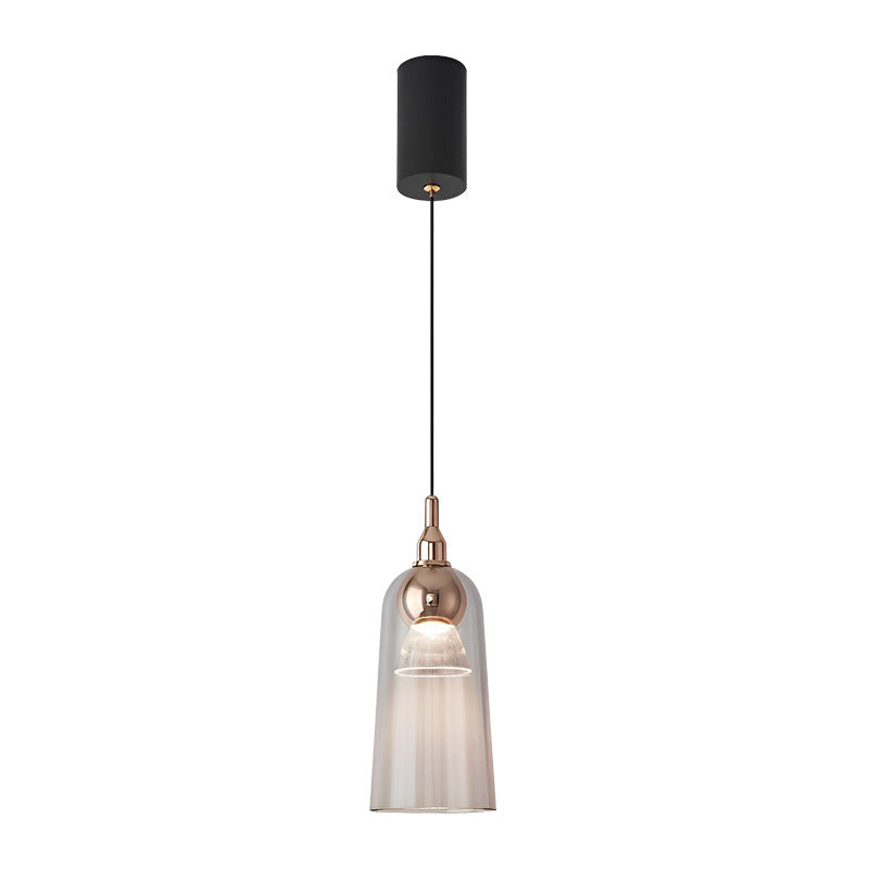 Zeitgenössischer nordischer Farbverlauf Acrylbecher Shade Aluminium LED Pendelleuchte für das Esszimmer