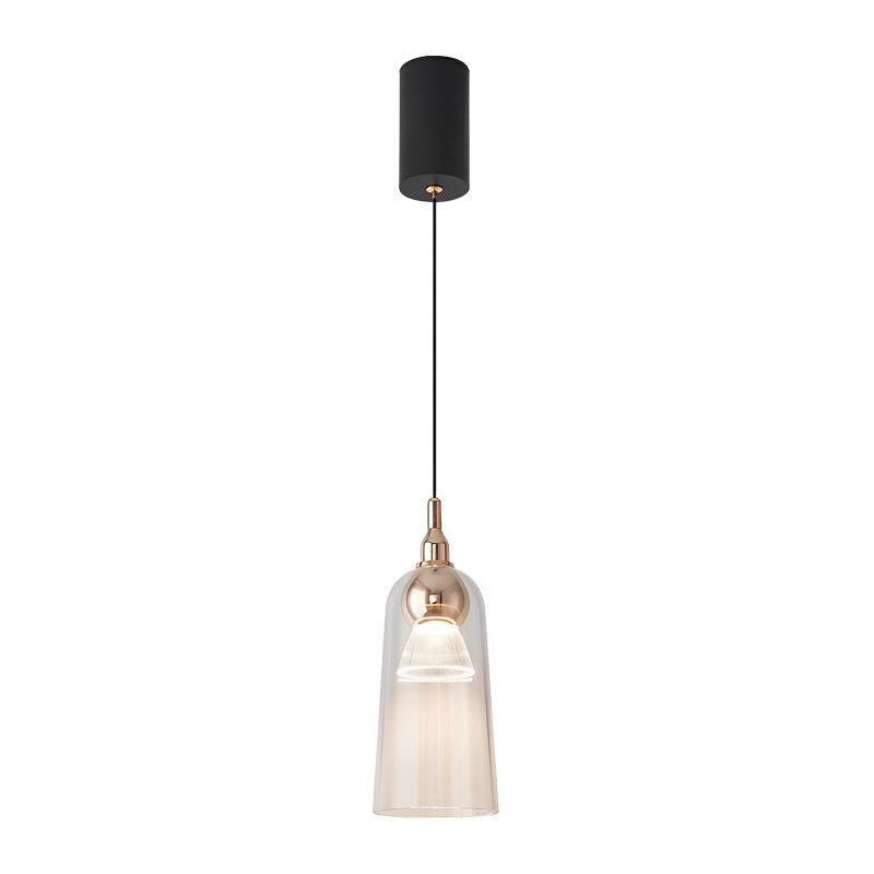 Zeitgenössischer nordischer Farbverlauf Acrylbecher Shade Aluminium LED Pendelleuchte für das Esszimmer