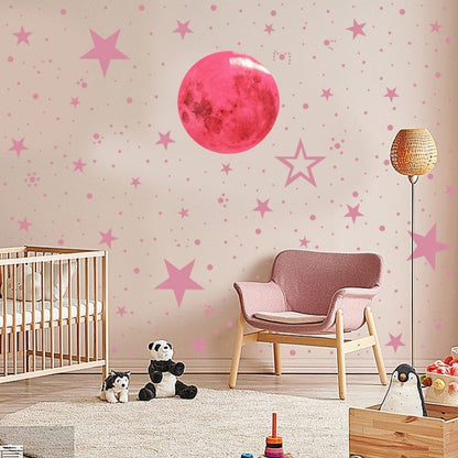 3 PCS AFG33003 Wohnkultur Leuchtende Sterne Mond PVC Aufkleber, Spezifikation: rosa Mond 30cm
