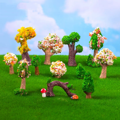5 Stück Mikro-Landschaft Simulierte Grüne Bäume Blumen DIY Garten Ökologische Ornamente, Stil: Nr. 2 Gelber Baum