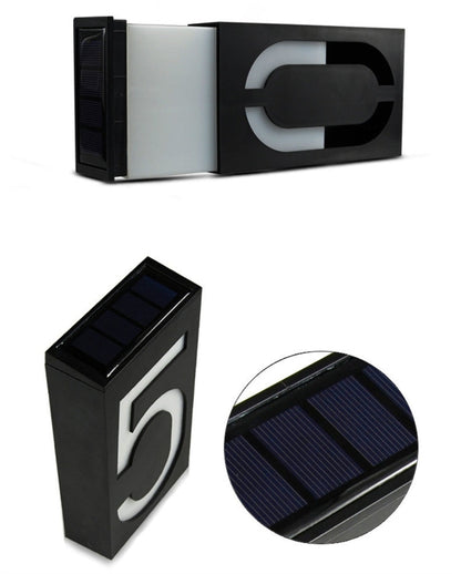 0.36W Solarbetriebene Wandmontage 6 LEDs Beleuchtung Türschild Lampe Hausnummer Veranda Lichter mit Solarpanel(1)