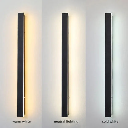 Lineare schwarze minimalistische LED-Außenwandleuchte