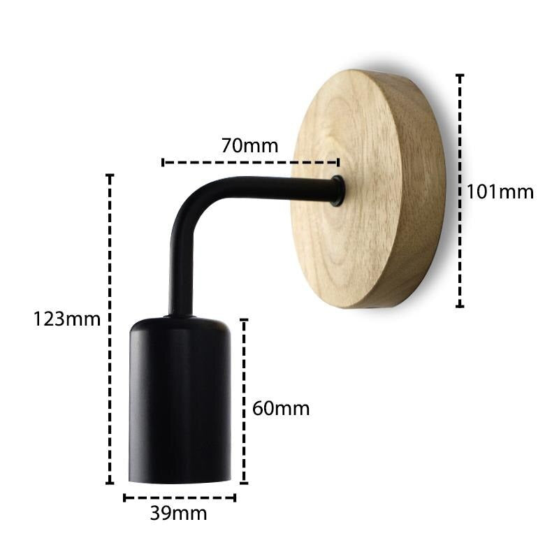 Schwarz/weiß und Holz Wandleuchte Nachttischlampe