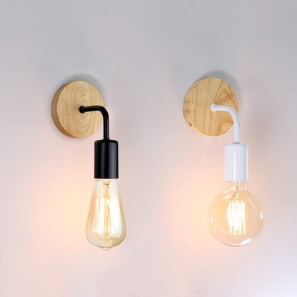 Schwarz/weiß und Holz Wandleuchte Nachttischlampe